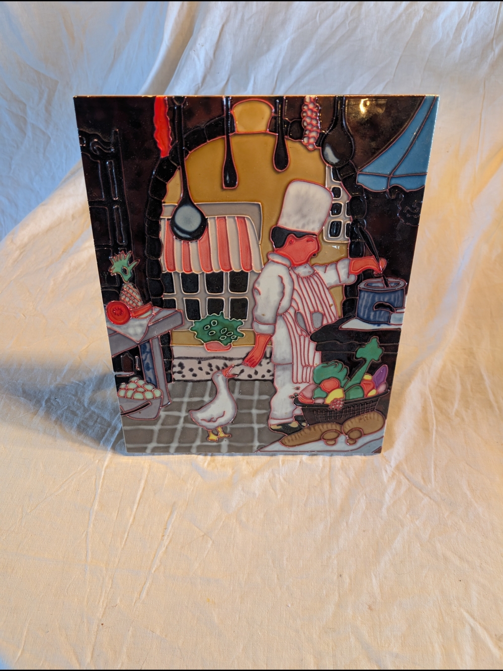 2/40$ Vintage Multicolor Chef Market Ceramic Wall Art